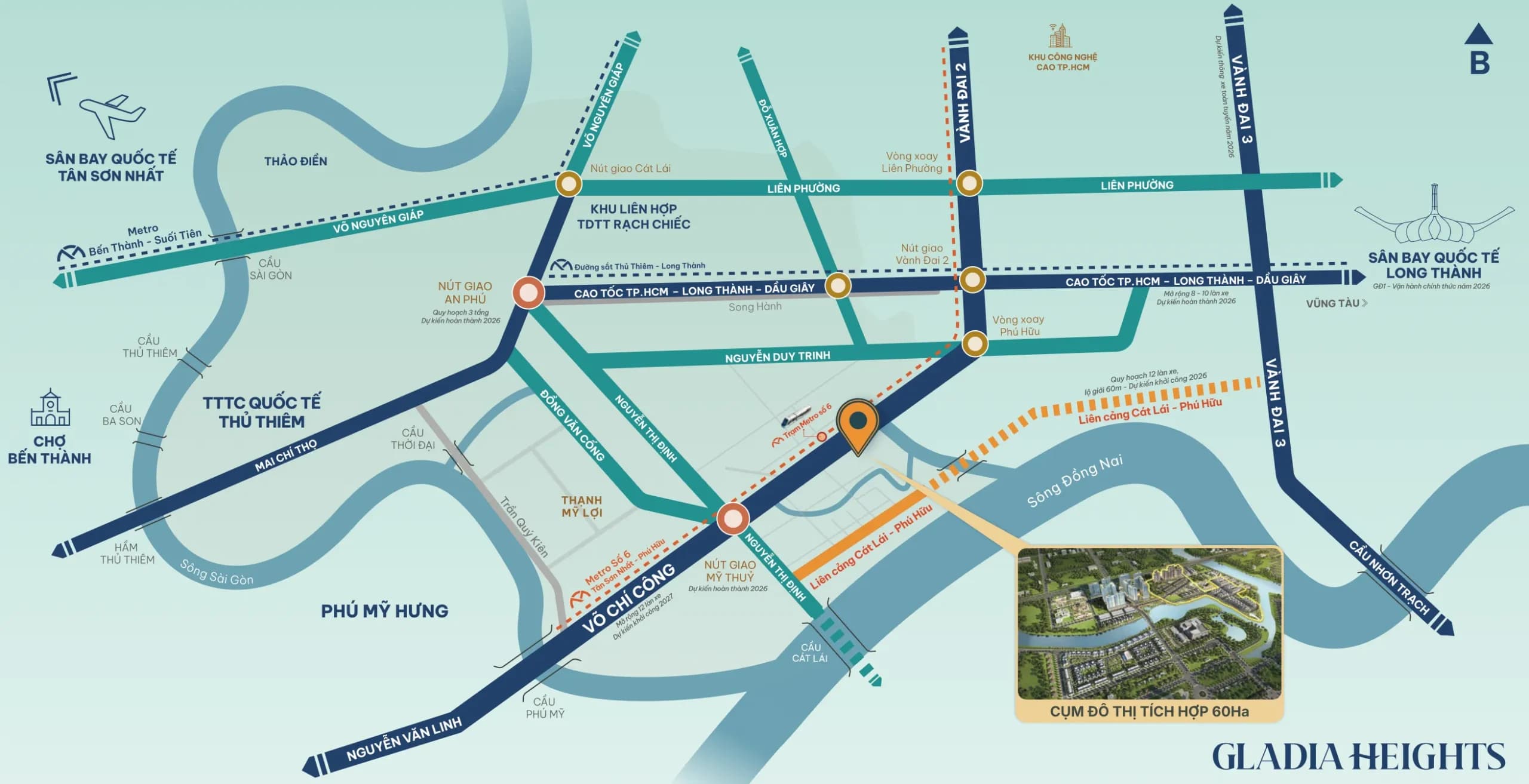Bản đồ vị trí Gladia Heights Khang Điền